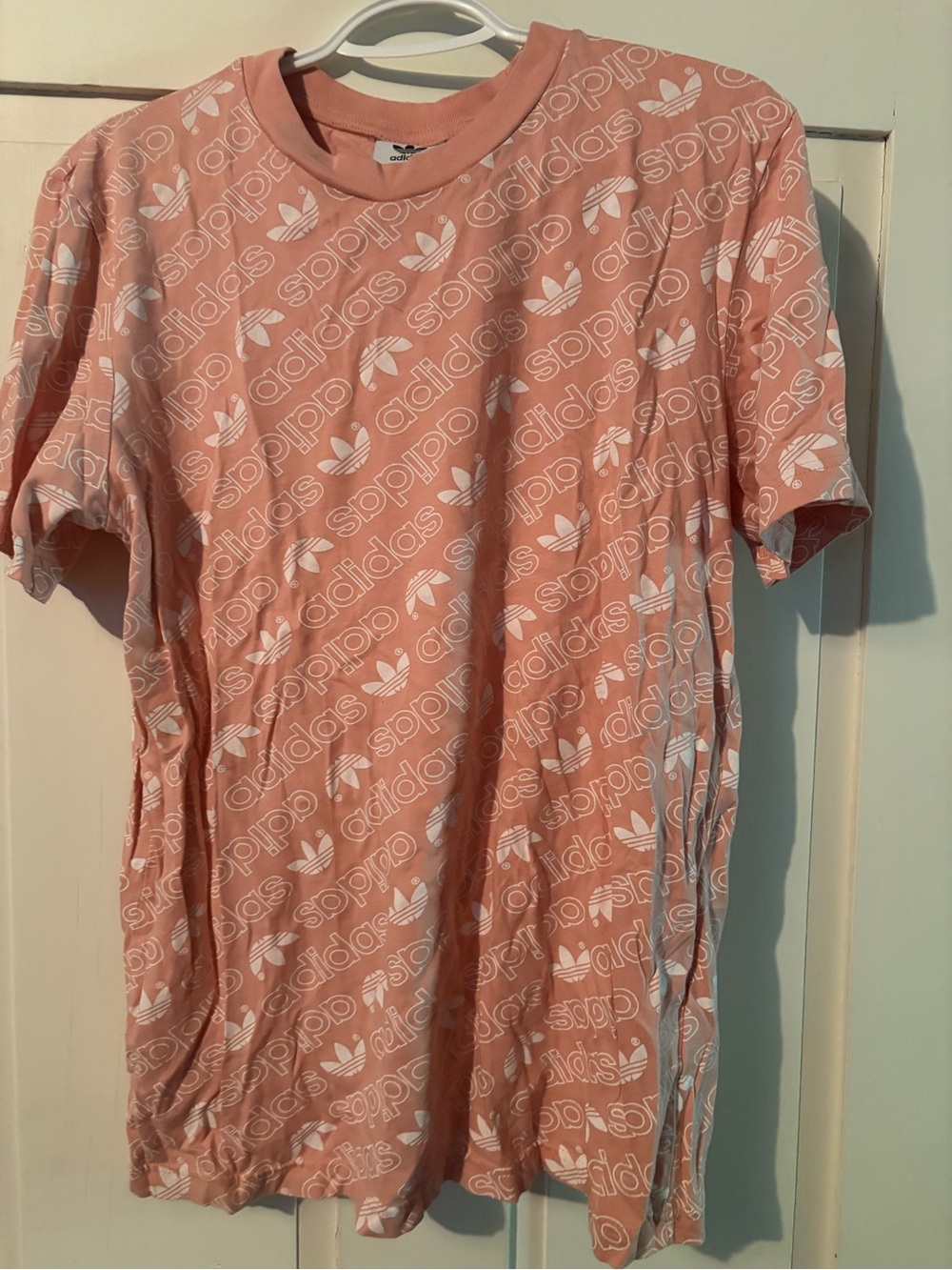 adidas Pink All-Over Logo Short Sleeve Tee